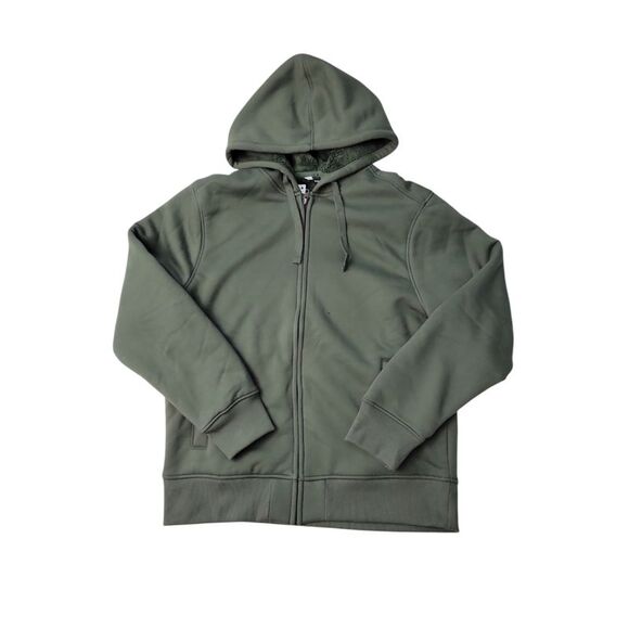 Member's Mark Men's Sherpa Lined Extra Warm Full Zip Hoodie - Green Midnight - Picture 1 of 3